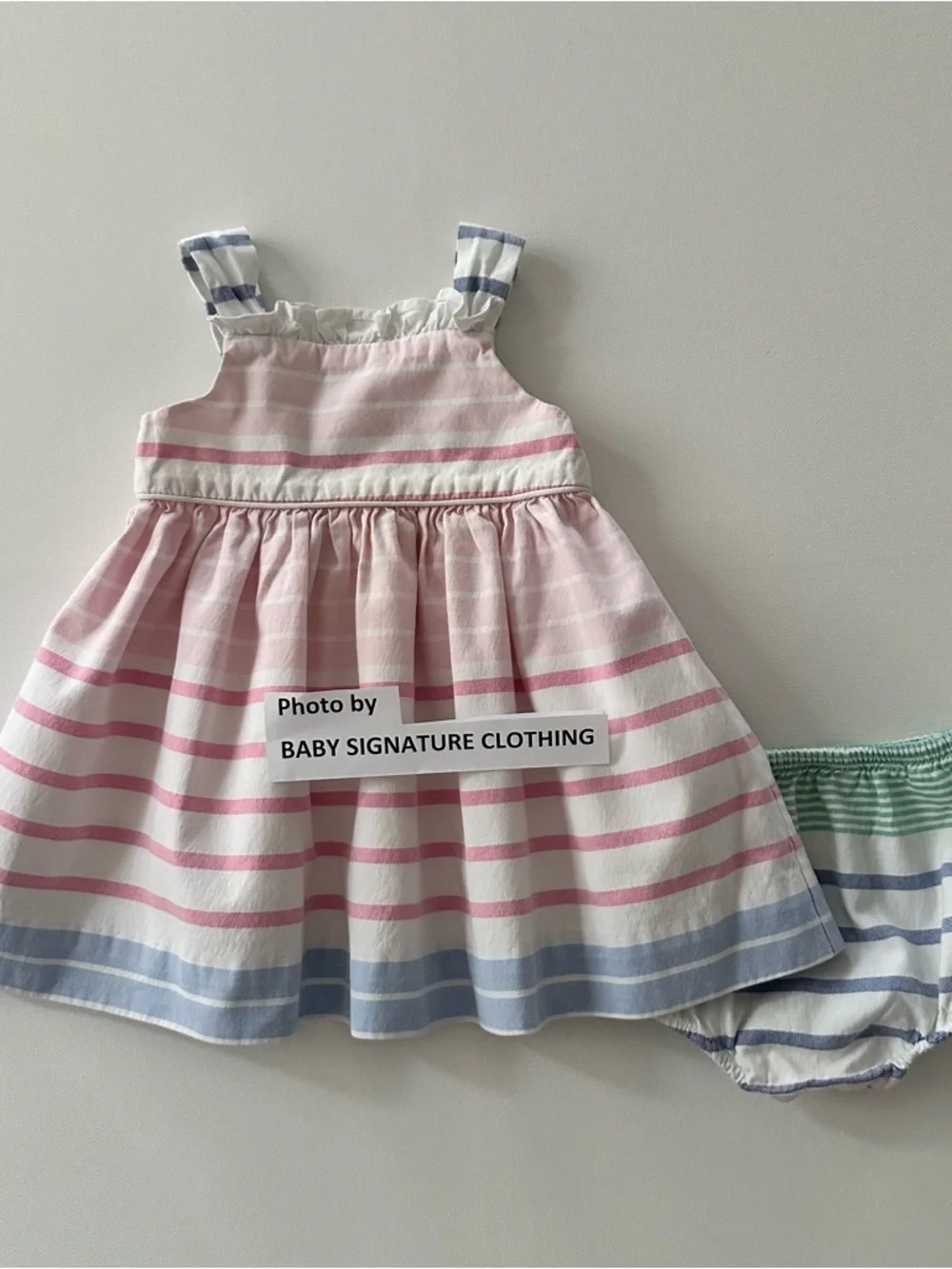 Ralph Lauren 6 Months Baby Girl Pink Blue Sundress Dress Party Spring Summer